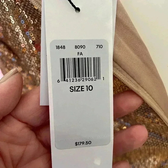 Calvin Klein Gold Polyester Sequin Mini Dress sz 10 - Picture 5 of 10